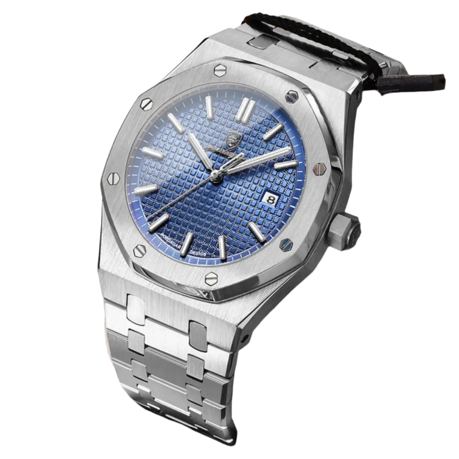 Poedagar 610 luxury waterproof men watch with blue dial and stainless steel band